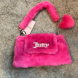 VIRAL PINK JUICY COUTURE FREE LOVE FLUFFY SHOULDER BAG
